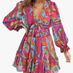 Colorful swing mini dress